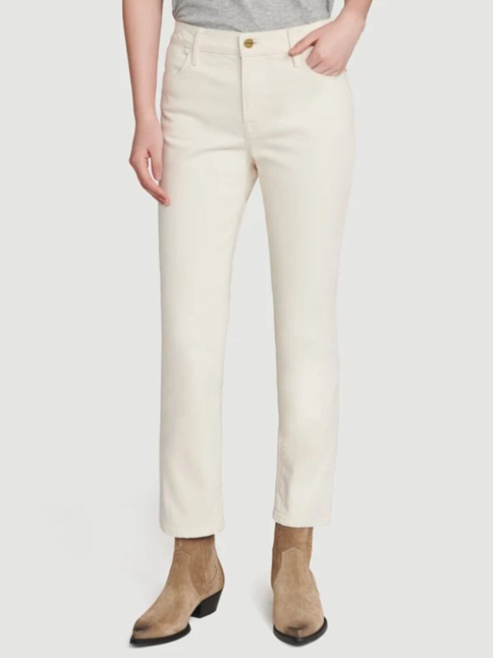 FRAME Le High Straight Leg Jean in Winter White 28